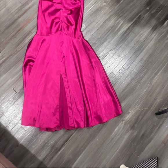 Xscape Strapless Fuchsia Satin Dress - Picture 2 of 4